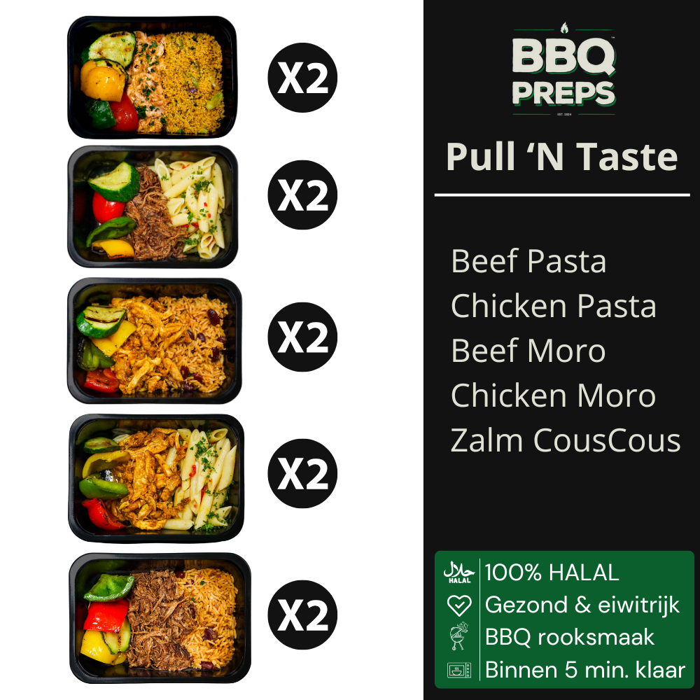 BBQ Meals | Slow Cooked Mix Pakket | 10 meals | 5 smaken