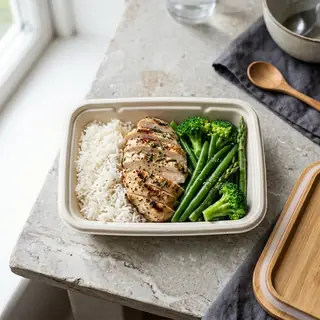 Caloriearme meal prep maaltijd met kip en groenten