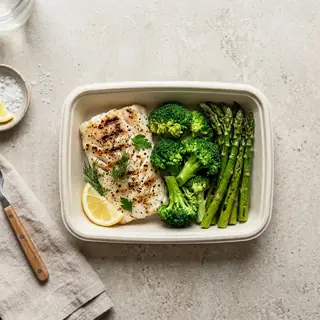 Magere eiwitrijke maaltijd met witvis en broccoli