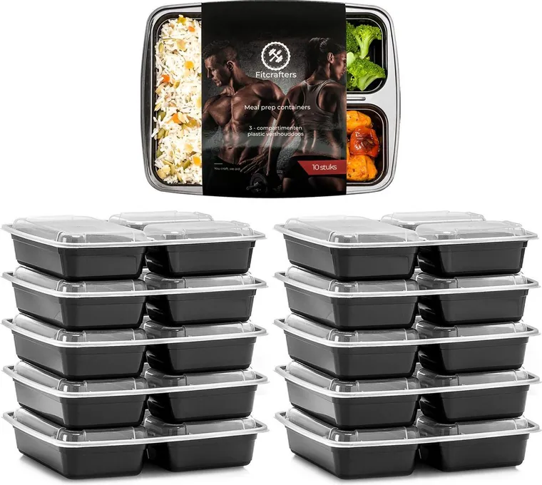 Meal prep bakjes met 3 compartimenten van Fitcrafters